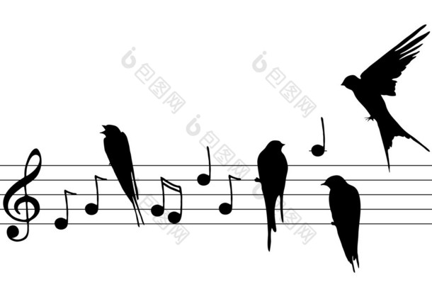  music notes and birds
