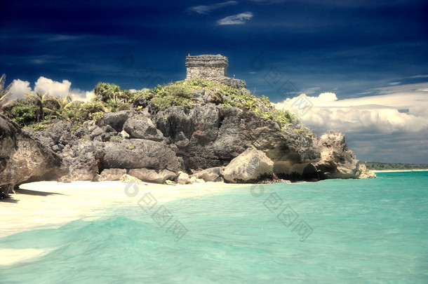热带 carabian 海滩图卢姆墨西哥复古卡