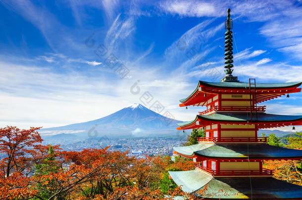 与 Chureito 宝塔，吉田，日本富士山