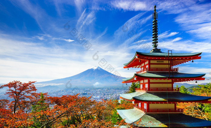 与 Chureito 宝塔，吉田，日本富士山