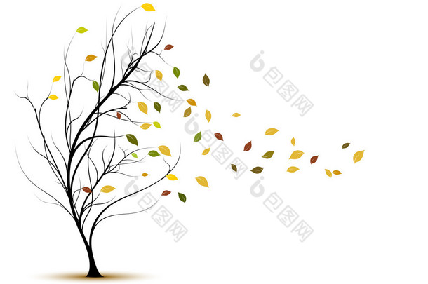 Decorative tree silhouette in autumn