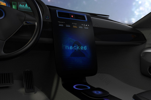 车辆控制台监控显示屏幕截图的电脑系统遭黑客攻击.