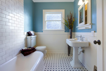 仿古豪华设计的蓝浴室图片
