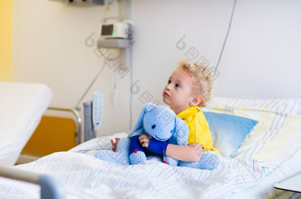 Little boy in hospital room