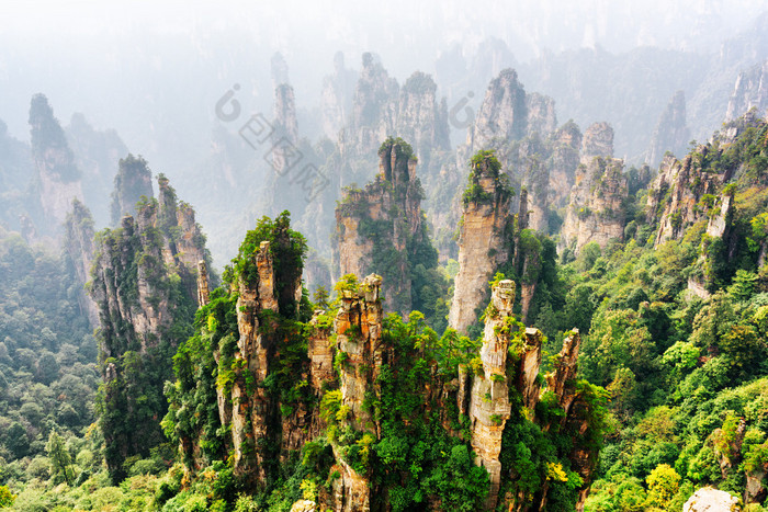 顶视图的天然石英砂岩柱 （阿凡达山)