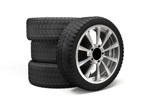 Set four tyres. 3d rendering