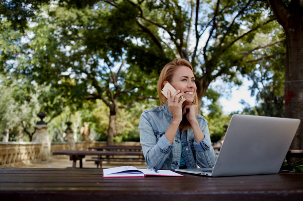 woman enjoying pleasant conversation