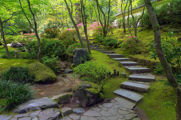 在波特兰日本花园石楼梯