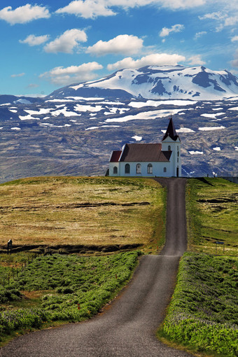 hellnar 冰岛的老小型木制教堂图片