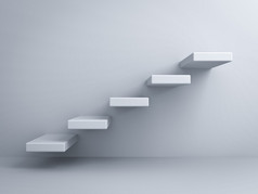 白墙上的抽象楼梯或步骤概念