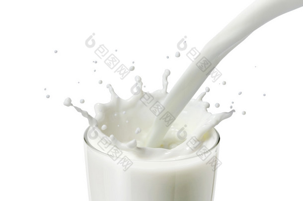 <strong>牛奶</strong>或白色液体浇创建飞溅的玻璃