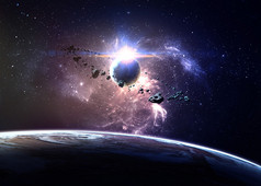 行星在太空中的星云。这幅图像由美国国家航空航天局提供的元素