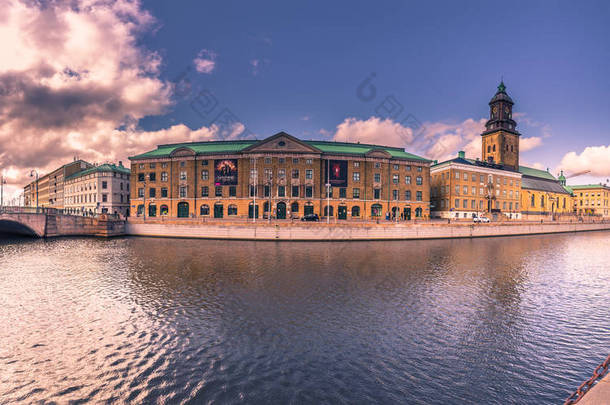 运河的哥德堡的瑞典哥德堡-2017 年 4 月 14 日︰ 全景