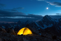 Twilight Mountain Panorama and Tent