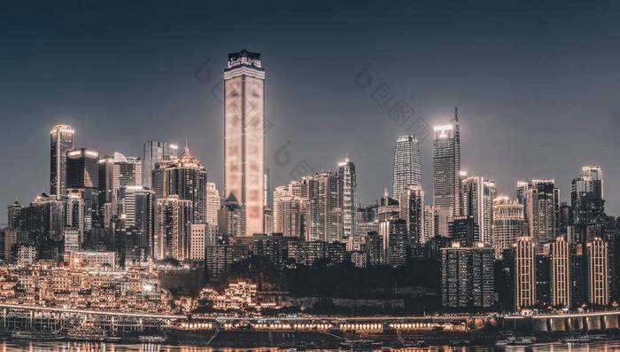 重庆城市建筑的夜景