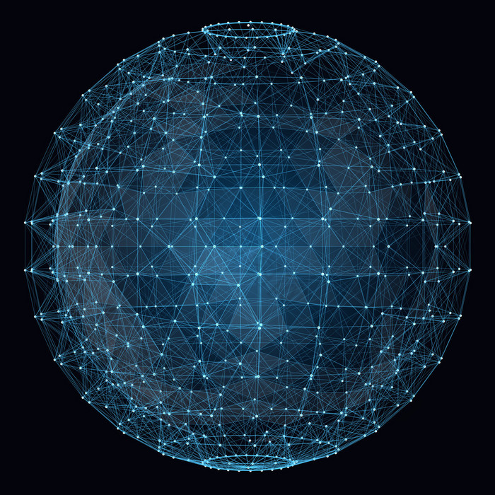 抽象的数字全球网络线框的插图