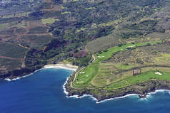 考艾岛南海岸的空中景观，展示咖啡种植园、植物园和高尔夫球场Poipu Kauai Hawaii Usa
