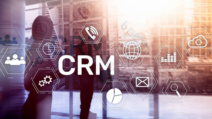 基于抽象模糊背景的 Crm、客户关系管理系统概念.