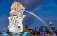 Merlion Singapore是新加坡的城市标志，位于滨海湾地区