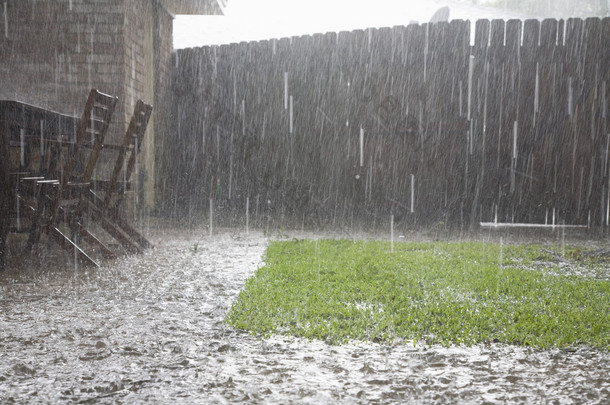 大雨在后院