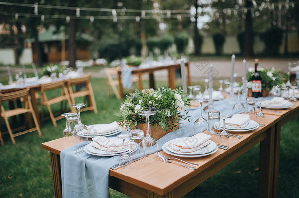 Decorated and served festive table