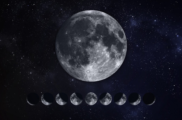 Moon Phases. Elements of this image furnished by NASA