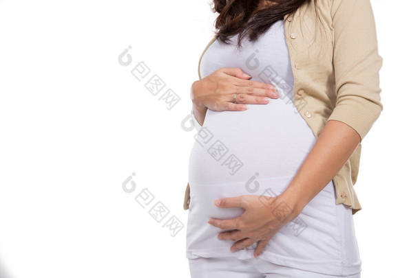 Pregnant woman's belly and flowers