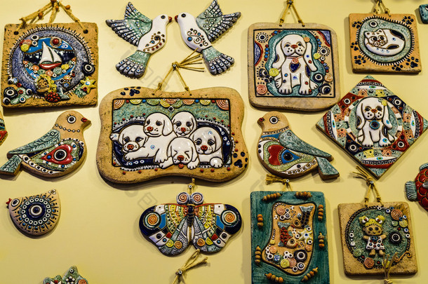 Colorful ceramic souvenirs in Turkey