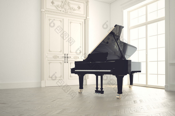 钢琴在呈现 n 空 room.3d