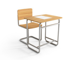 白色背景的课桌和椅子