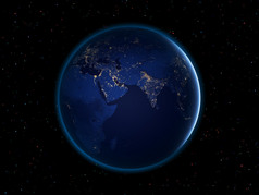 夜晚地球从太空