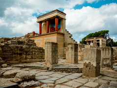 宫克诺索斯 (弥诺陶洛斯的迷宫) 在克里特岛的废墟