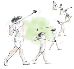 高尔夫玩家-手绘制，绘制插图
