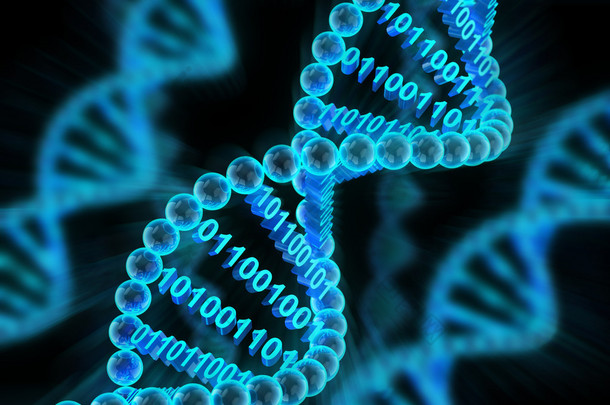Dna 分子与二进制代码，3d <strong>渲染</strong>