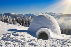 在雪地上的冰屋