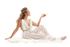 系列: 古典希腊女神在鳞茎皮拿着碗