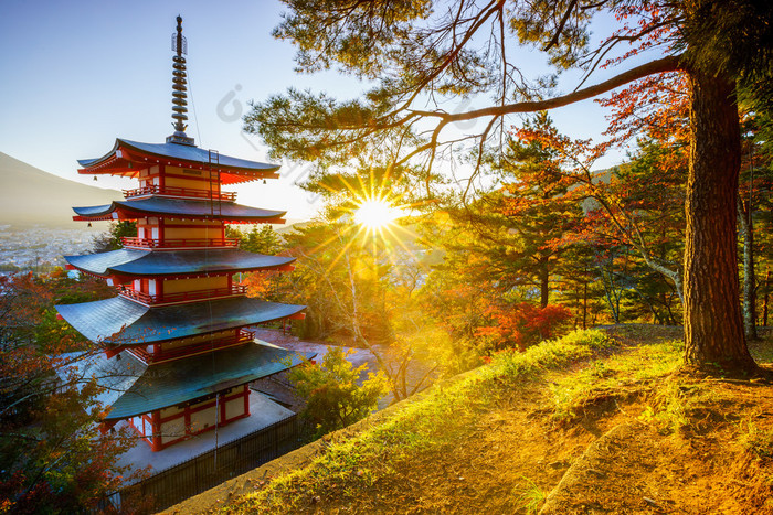 与 Chureito 宝塔，吉田，日本富士山