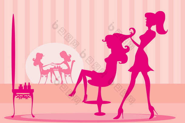  illustration of the beautiful woman in beauty salon