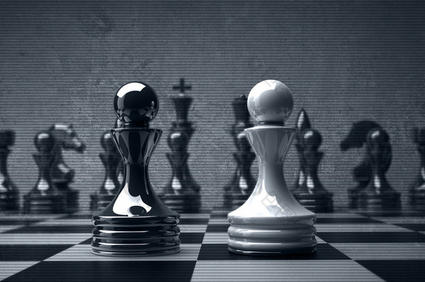 黑色 vs 白光象棋棋子背景。高分辨率