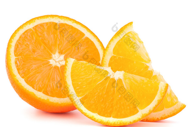 橙色水果一半和两个网段或 cantles