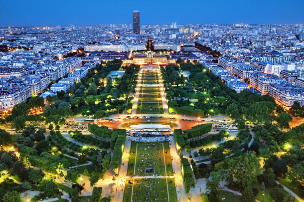 夜观 champ de mars，<strong>巴黎</strong>-法国