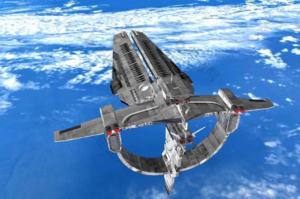 一艘宇宙飞船 3d cg 渲染