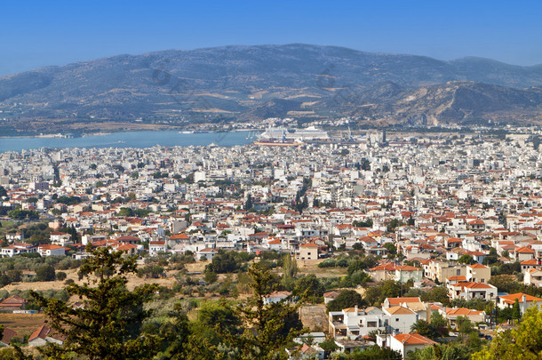 沃洛斯市为它看到从皮立翁山在希腊雅典