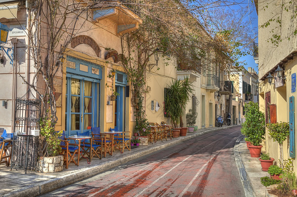 在普拉卡区，雅典，希腊的传统房屋