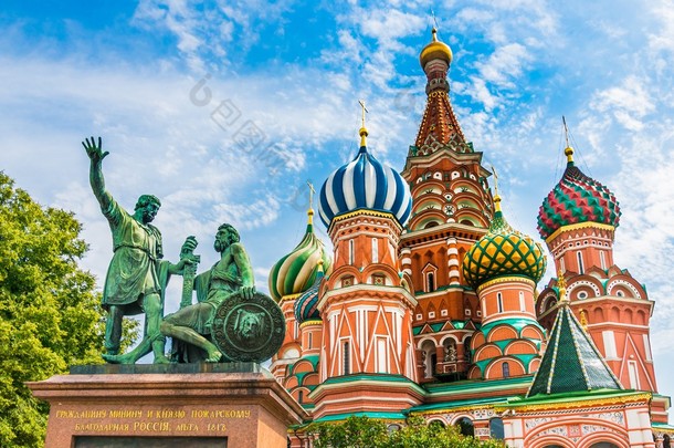 在莫斯科，<strong>俄罗斯</strong>红场圣 basils 大教堂