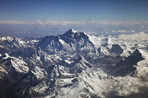 从飞机上喜马拉雅山的美丽景色