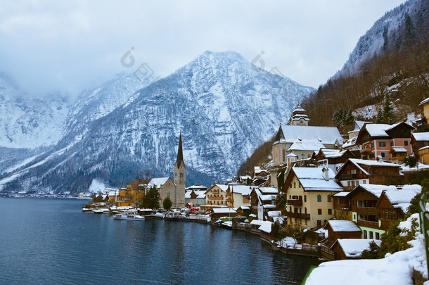 哈尔施塔特湖-奥地利萨尔茨堡的村子