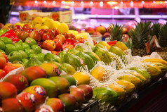Fruits. World famous Barcelona market, Spain. 