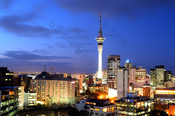 Aerial urban view of Auckland financial center skyline CBD at du