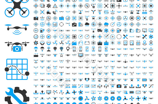 空中无人机和四管工具<strong>图标</strong>